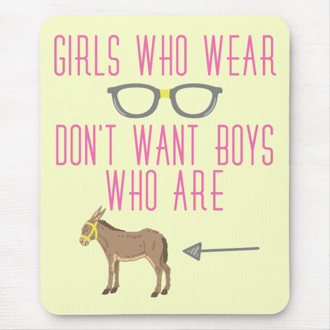 Funny Girl Glasses Nerd Humor Mouse Pad (Front)