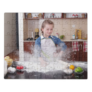 Funny girl in messy kitchen jigsaw puzzle