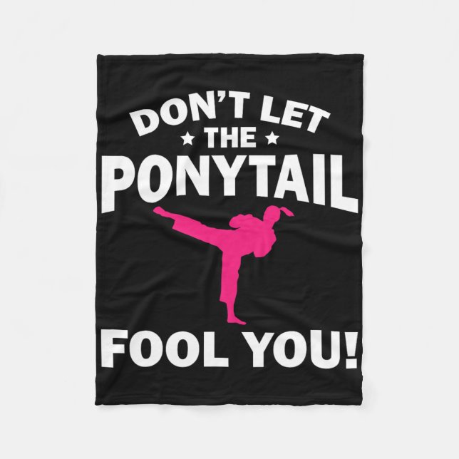 Funny Girl Karate Design Kids Women Kickboxing Bla Fleece Blanket (Front)