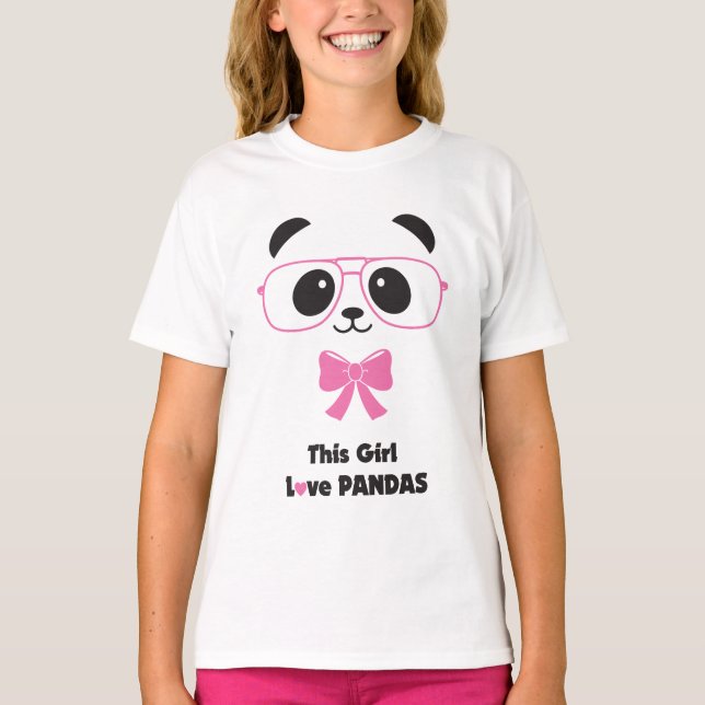 Funny Girl Love Pandas T-Shirt (Front)