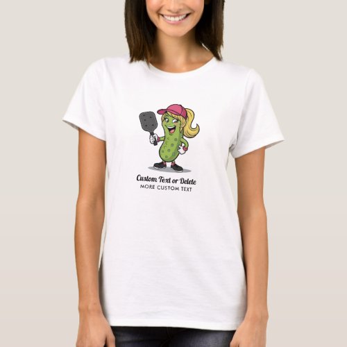 Funny Girl Pickle Playing Pickleball Custom Text T_Shirt