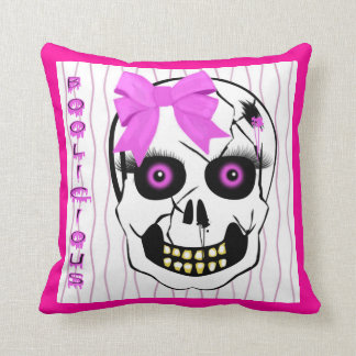 Funny Girl Scull Throw Pillow
