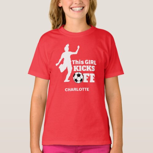 Funny Girl Soccer Player Personalized Graphic T_Shirt