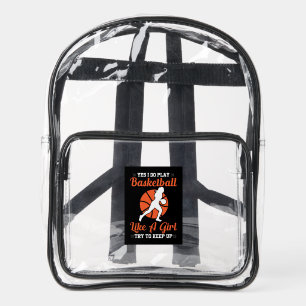 Funny girls Basketball sports  Clear Backpack