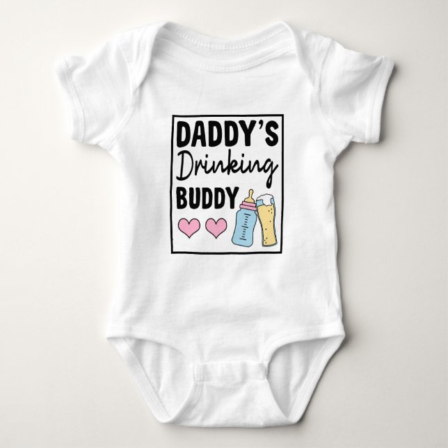 Funny girls Daddy drinking buddy Baby Bodysuit (Front)