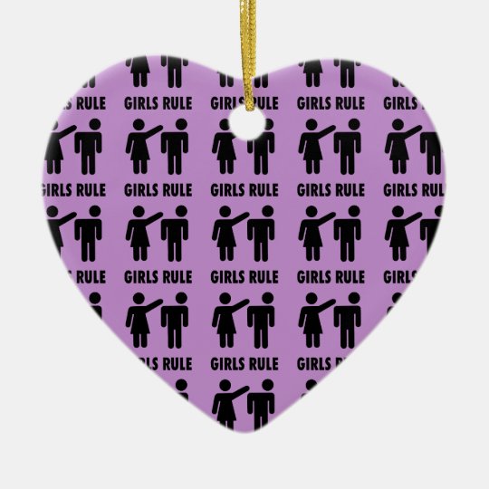 Funny Girls Rule Purple Girl Power Feminist Gifts Ceramic Ornament