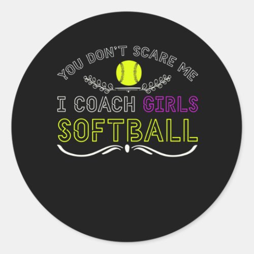 Funny Girls Softball Coach Classic Round Sticker