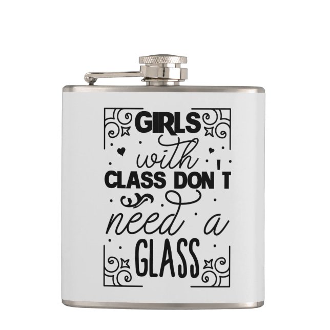 funny girls word art drinking lovers flask (Front)