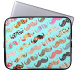 Funny Girly Colorful Aztec Patterns Mustaches Laptop Sleeve at Zazzle