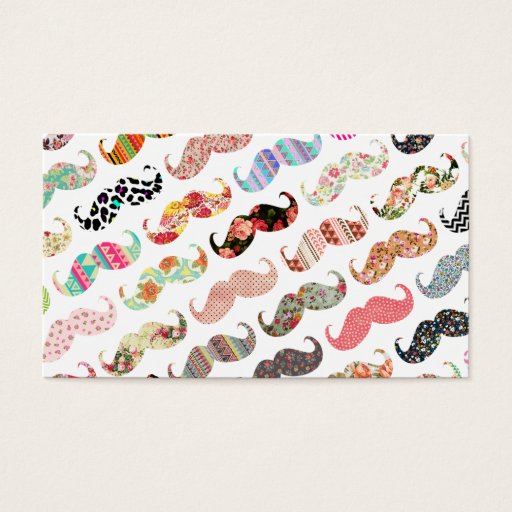 Customizable Funny Girly  Colorful Patterns Mustaches Business Card
