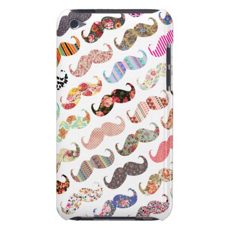 Funny Girly  Colorful Patterns Mustaches Barely There Ipod Cover