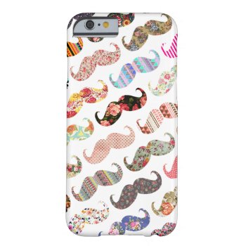 Funny Girly Colorful Patterns Mustaches Barely There Iphone 6 Case by mustache_designs at Zazzle