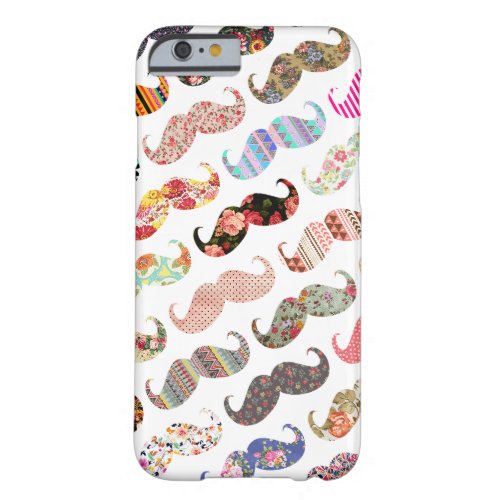 Funny Girly Colorful Patterns Mustaches Barely There iPhone 6 Case