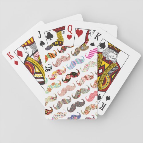 Funny Girly  Colorful Patterns Mustaches Poker Cards