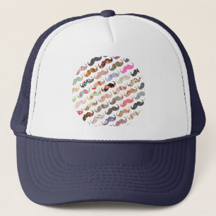 Funny Girly Colorful Patterns Mustaches Trucker Hat