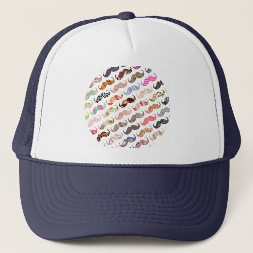 Funny Girly  Colorful Patterns Mustaches Trucker Hat
