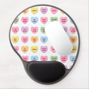 Funny girly cute custom conversation candy hearts gel mouse pad