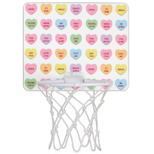 Funny girly cute custom conversation candy hearts mini basketball hoop