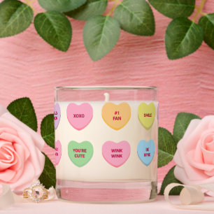 Funny girly cute custom conversation candy hearts scented candle