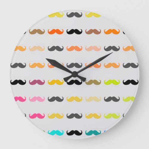 Funny Girly Mustache 2 Large Clock