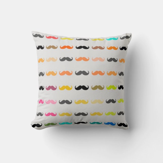 Funny Girly Mustache Throw Pillow (Front)
