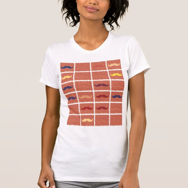 Funny Girly Mustaches T-Shirt (Front)