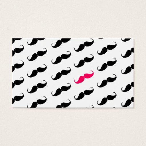 Customizable Funny Girly Pink And Black Mustache Pattern Business Card