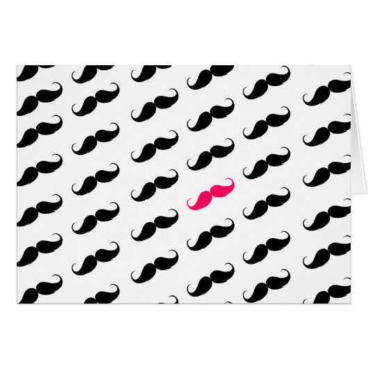 Funny Girly Pink  And Black Mustache Pattern Cards (Front Horizontal)