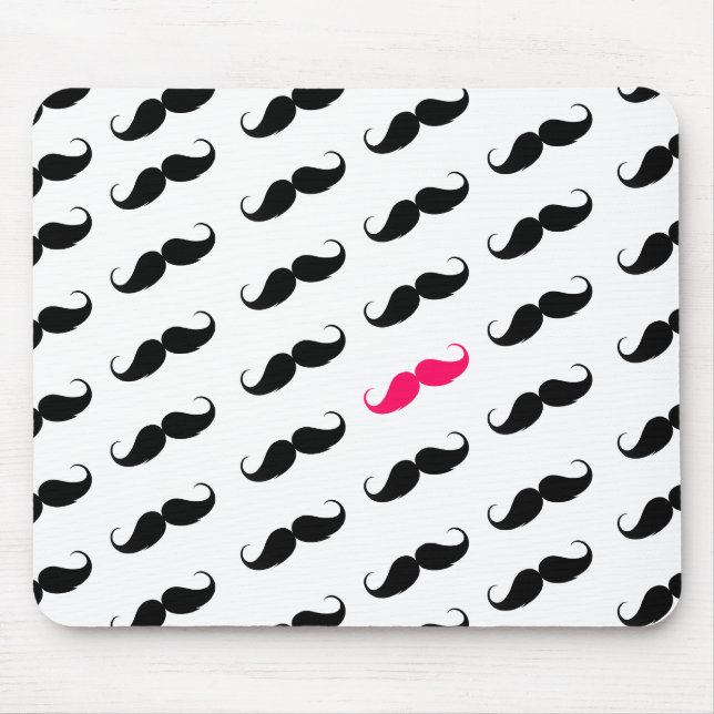 Funny Girly Pink  And Black Mustache Pattern Mouse Pad (Front)