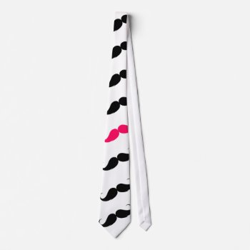 Funny Girly Pink  And Black Mustache Pattern Neck Tie by mustache_designs at Zazzle