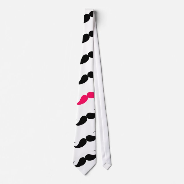Funny Girly Pink  And Black Mustache Pattern Neck Tie (Front)