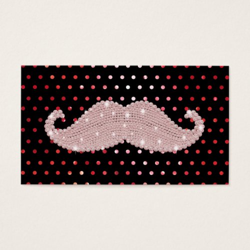 Funny Girly Pink Bling Mustache Polka Dots Pattern Business Card Templates