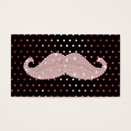 Customizable Funny Girly Pink Bling Mustache Polka Dots Pattern Business Card Templates
