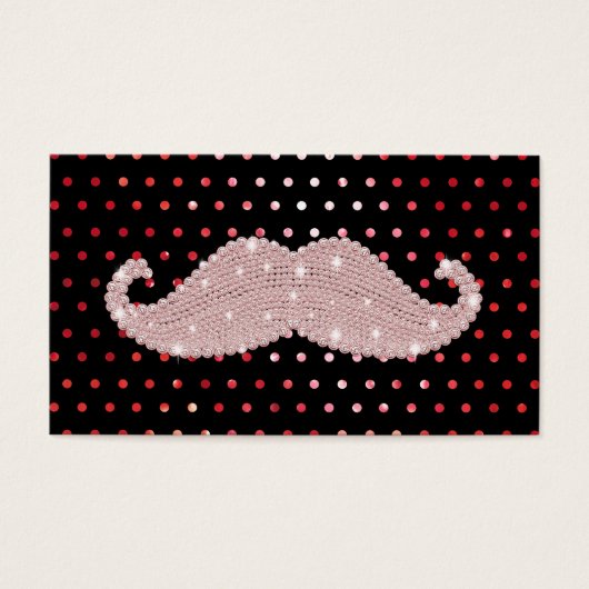 Funny Girly Pink Bling Mustache Polka Dots Pattern (Front)
