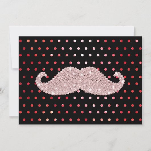Funny Girly Pink Bling Mustache Polka Dots Pattern (Front)