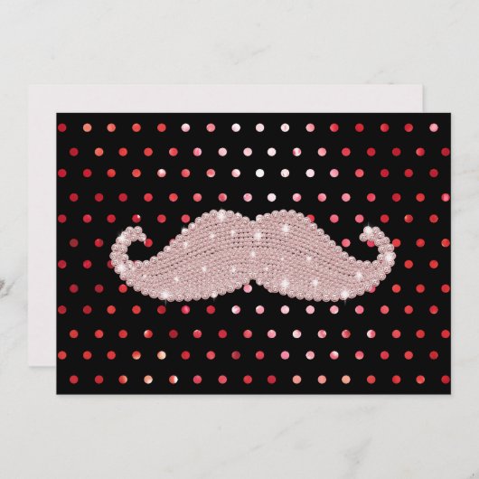 Funny Girly Pink Bling Mustache Polka Dots Pattern (Front/Back)