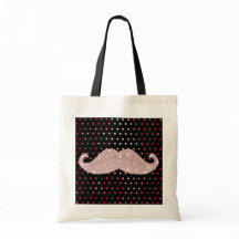Funny Girly Pink Bling Mustache Polka Dots Pattern