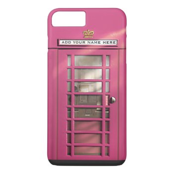Funny Girly Pink British Phone Booth Iphone 8 Plus/7 Plus Case by EnglishTeePot at Zazzle