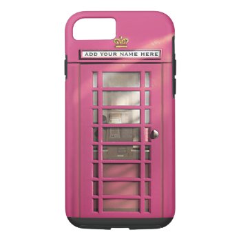 Funny Girly Pink British Phone Box Personalized Iphone 8/7 Case by EnglishTeePot at Zazzle