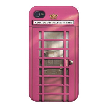 Funny Girly Pink British Phone Box Personalized Iphone 4 Cover by EnglishTeePot at Zazzle
