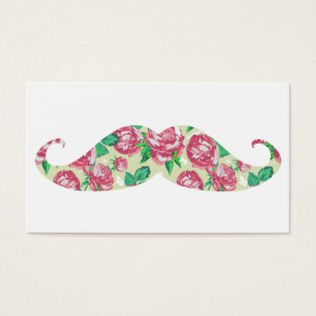 Funny Girly Pink Green White Floral Mustache by mustache_designs at Zazzle