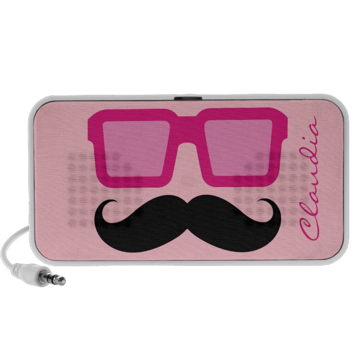 Funny Girly Pink Sunglasses Mustache Speakers