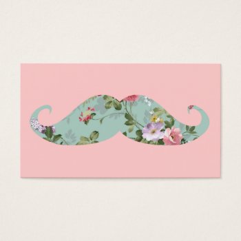 Funny Girly Vintage Red Pink Floral Mustache by mustache_designs at Zazzle