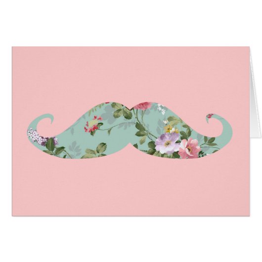 Funny Girly Vintage Red Pink Floral Mustache (Front Horizontal)
