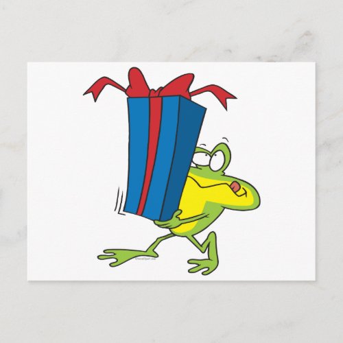 funny giving present froggy frog animal cartoon postcard