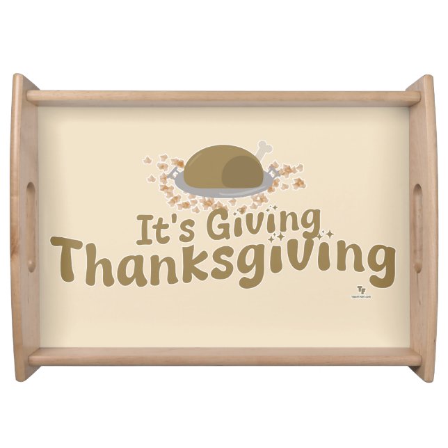 Funny Giving Thanksgiving Fun Turkey Time Trend Serving Tray (Front)