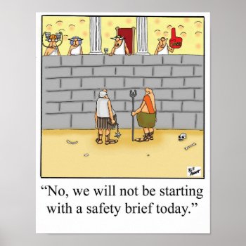 Funny Gladiator  Safety Brief Poster by Spectickles at Zazzle