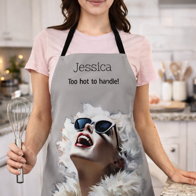 Funny Glam Woman Personalized Cooking Kitchen Apron (Creator Uploaded)