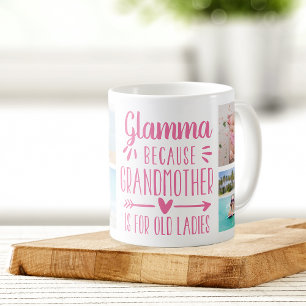 Funny Glamma Grandchildren Names & Photo Collage Coffee Mug