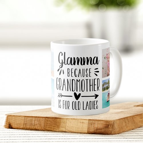 Funny Glamma Grandchildren Names  Photo Collage Coffee Mug
